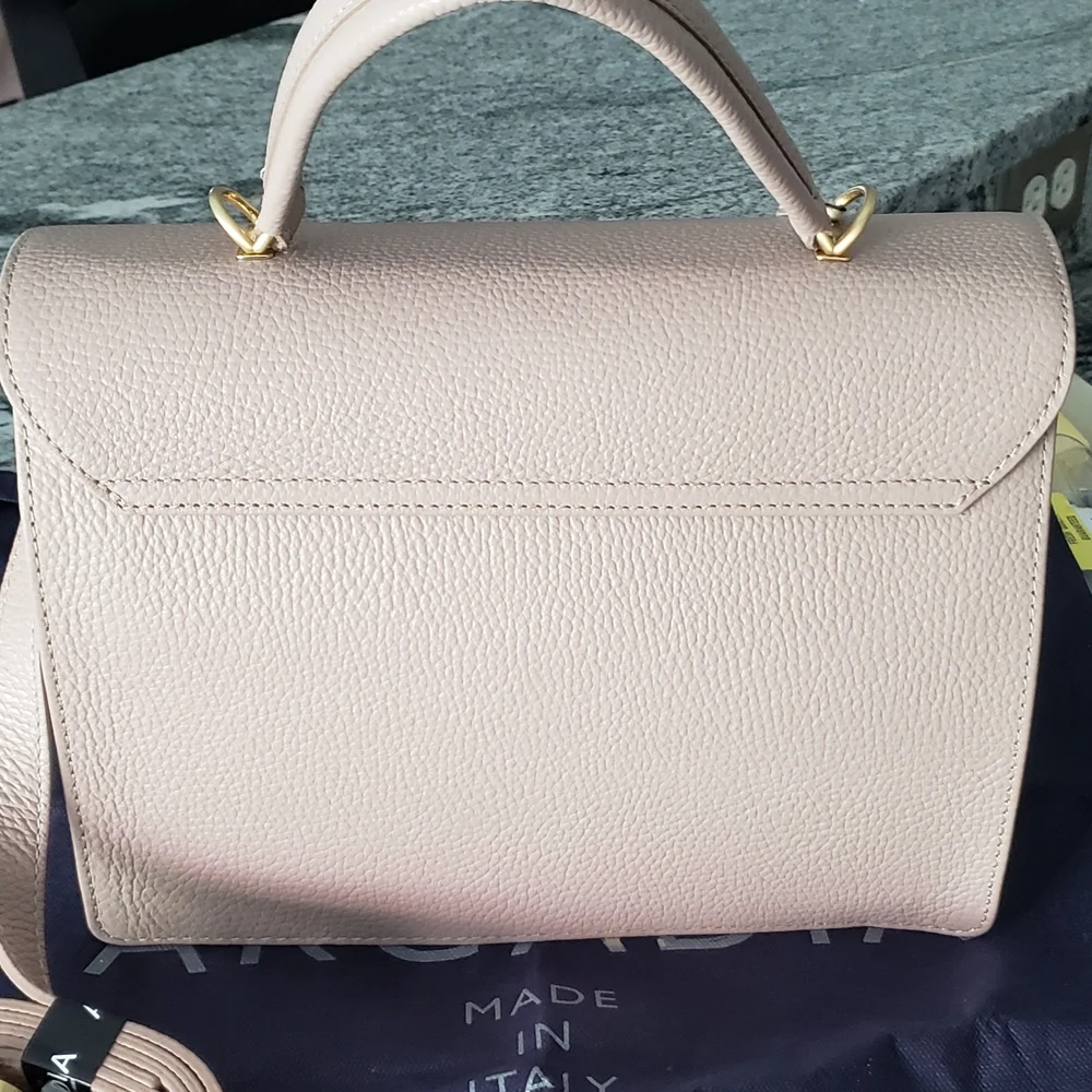 Arcadia Taupe Leather Crossbody Bag - Picture 2 of 6
